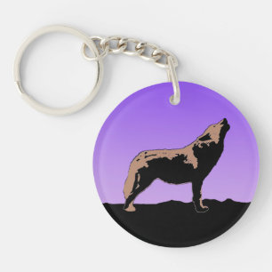 Howling Wolf op zonsondergang - Originele Wilde Ku Sleutelhanger