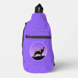 Howling Wolf op zonsondergang - Originele Wilde Ku Sling Bag