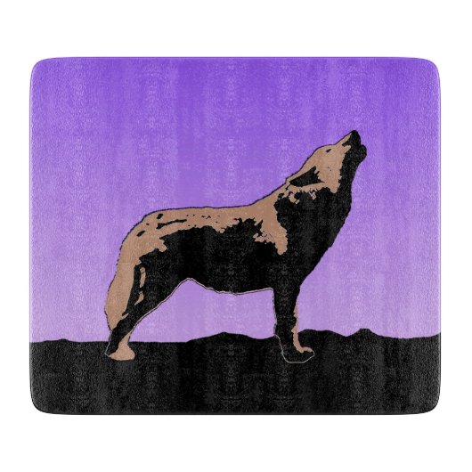 Howling Wolf op zonsondergang - Originele Wilde Ku Snijplank (Voorkant)