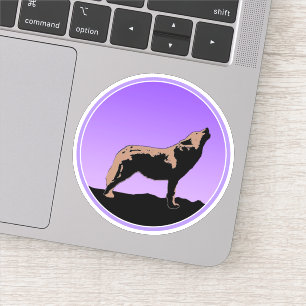 Howling Wolf op zonsondergang - Originele Wilde Ku Sticker