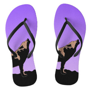 Howling Wolf op zonsondergang - Originele Wilde Ku Teenslippers