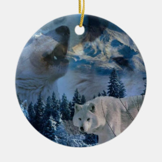 Howling Wolf Pack Keramisch Ornament