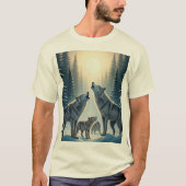 Howling Wolf Pack onder de maan T-shirt (Voorkant)