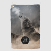 Howling Wolf Photo Monogramme Golf Serviette (Devant)