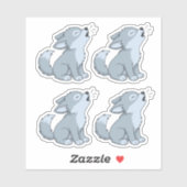 Howling Wolf Pup Set of 4 Sticker (Vel)
