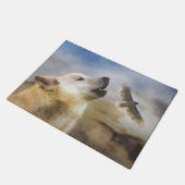 Howling Wolf Redtail Hawk Native American Geïnspir Deurmat (Schuin)