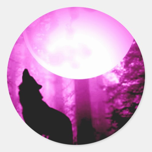 Howling Wolf Ronde Sticker (Voorkant)