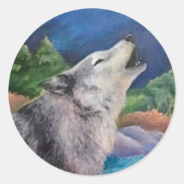 Howling Wolf Ronde Sticker