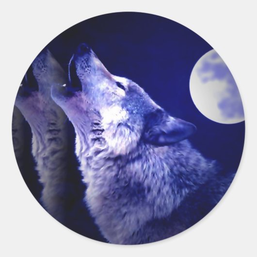 Howling Wolf Ronde Sticker (Voorkant)