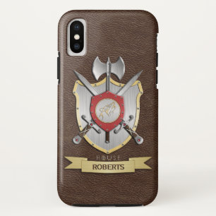 Howling Wolf Sigil Battle Crest Brown iPhone X Hoesje
