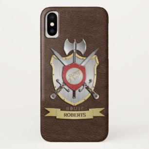 Howling Wolf Sigil Battle Crest Brown iPhone X Hoesje