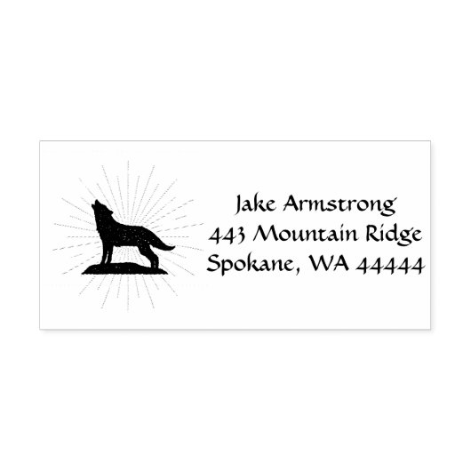 Howling Wolf Sihouette Rustic Zelfinktende Stempel (Design)