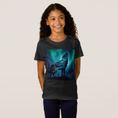 Howling Wolf Silhouette Auror Borealis T-shirt (Voorkant volledig)