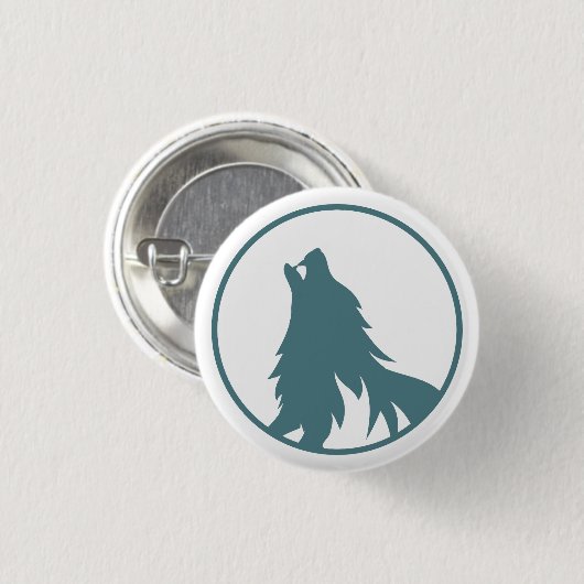 Howling Wolf Silhouette Button Pin (Voorkant /achterkant)