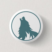Howling Wolf Silhouette Button Pin (Voorkant)