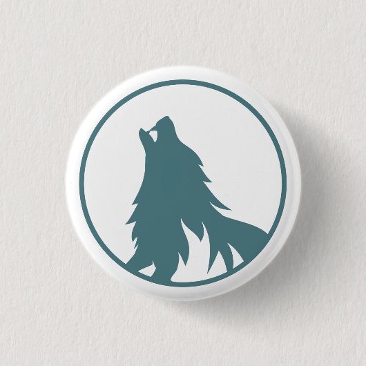 Howling Wolf Silhouette Button Pin (Voorkant)