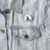 Howling Wolf Silhouette Button Pin (In situ)