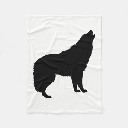 Howling Wolf Silhouette Fleece Deken (Voorkant)