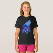 Howling Wolf Silhouette Forest Landscape T-shirt (Voorkant volledig)