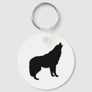 Howling Wolf Silhouette Sleutelhanger