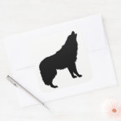 Howling Wolf Silhouette Vierkante Sticker (Envelop)