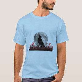 Howling Wolf Silhouette with Full Moon Graphic T-S T-shirt