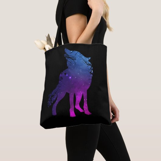 Howling Wolf Silhouette Wolves Forest Animal Draagtas (Dichtbij)