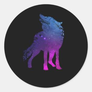 Howling Wolf Silhouette Wolves Forest Animal Ronde Sticker