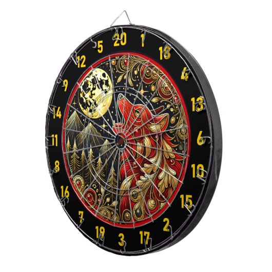 Howling Wolf staat voor vrijheid en macht Dartbord (Voorkant Rechts)