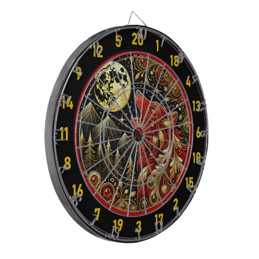 Howling Wolf staat voor vrijheid en macht Dartbord (Voorkant Links)