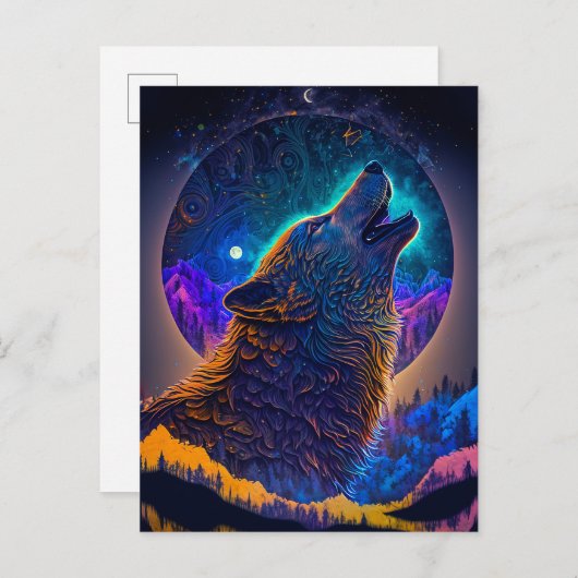 Howling Wolf Surreal Fantasy Briefkaart (Voorkant / Achterkant)