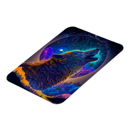 Howling Wolf Surreal Fantasy Magneet (Linkerzijde)