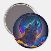 Howling Wolf Surreal Fantasy Magneet (Voorkant / Achterkant)