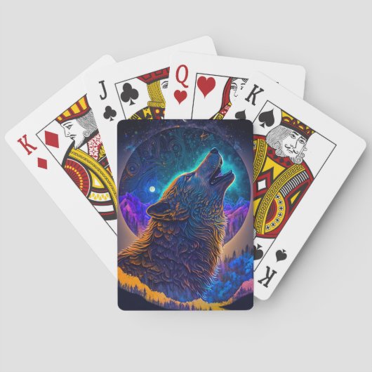 Howling Wolf Surreal Fantasy Pokerkaarten (Achterkant)