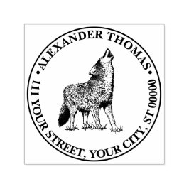 Howling Wolf  Tekening Naam Retouradres Zelfinktende Stempel