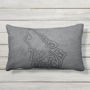 Howling Wolf Tribal Steel Buitenkussen