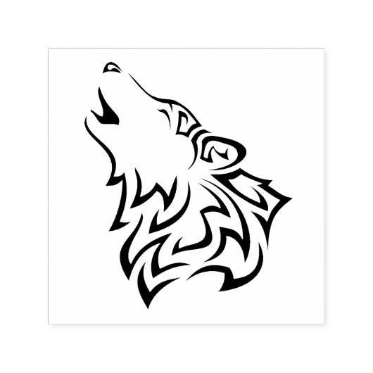 Howling Wolf Tribal Zelfinktende Stempel (Design)