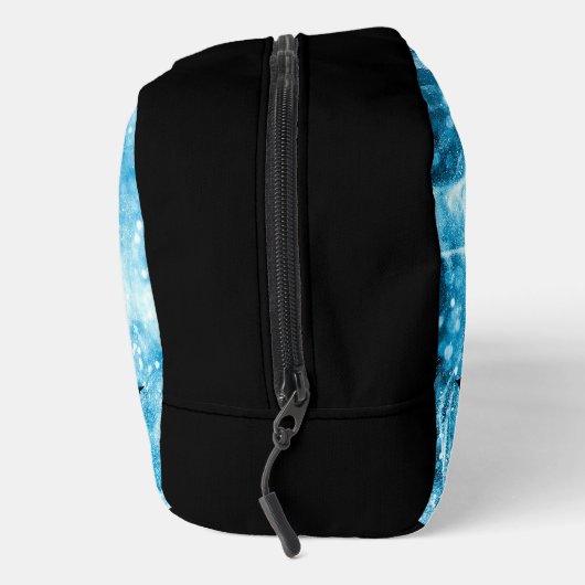 Howling Wolf Volle maan blauw zwart Custom Monogra Toilettasje (Rechts)