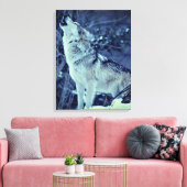 Howling Wolf Winter Forest Canvas Afdruk (Insitu (Woonkamer))