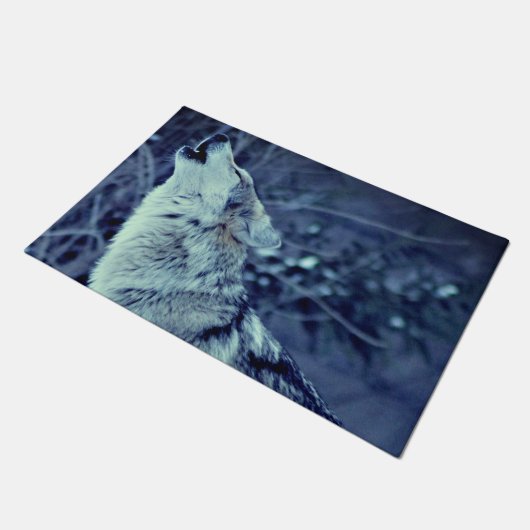 Howling Wolf Winter Forest Deurmat (Schuin)