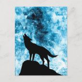 Howling Wolf Winter sneeuwblauwe rook Abstract Briefkaart (Voorkant)
