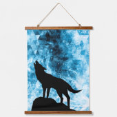 Howling Wolf Winter sneeuwblauwe rook Abstract Hangend Wandkleed (Voorkant)