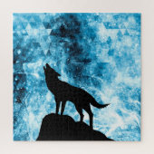 Howling Wolf Winter sneeuwblauwe rook Abstract Legpuzzel (Verticaal)