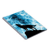 Howling Wolf Winter sneeuwblauwe rook Abstract Notitieboek (Rechterzijde)