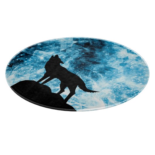 Howling Wolf Winter sneeuwblauwe rook Abstract Snijplank (Hoek)