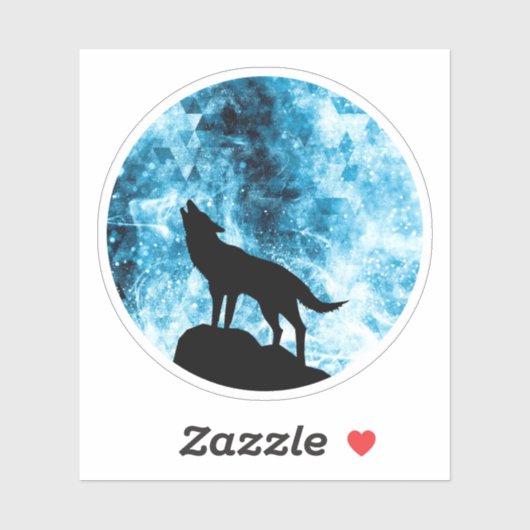Howling Wolf Winter sneeuwblauwe rook Abstract Sticker (Vel)