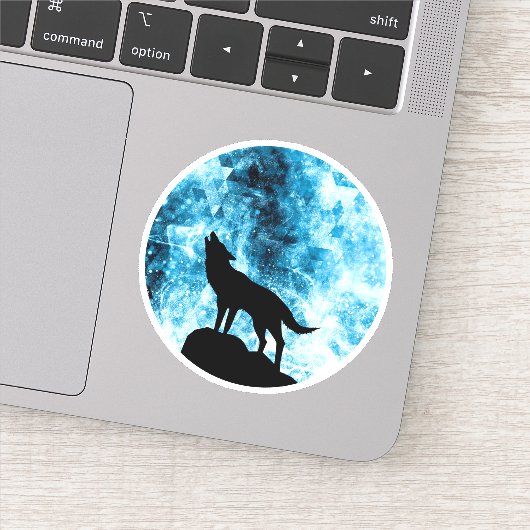 Howling Wolf Winter sneeuwblauwe rook Abstract Sticker (Detail)