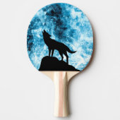 Howling Wolf Winter sneeuwblauwe rook Abstract Tafeltennisbatje (Voorkant)