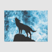 Howling Wolf Winter sneeuwblauwe rook Abstract Tissuepapier (Voorkant)