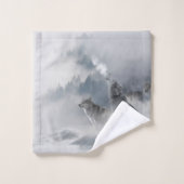 Howling Wolves Mountain Fog Scene Print (Gant de toilette)